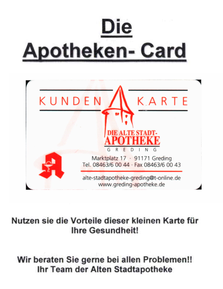 Flyer Kundenkarte Alte Stadt Apotheke Greding gesundleben download